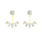 18K Solid Gold 2.44ctw Multi Shape Natural Diamond Drop Earrings - Alternate Angle | Riyanika Jewels