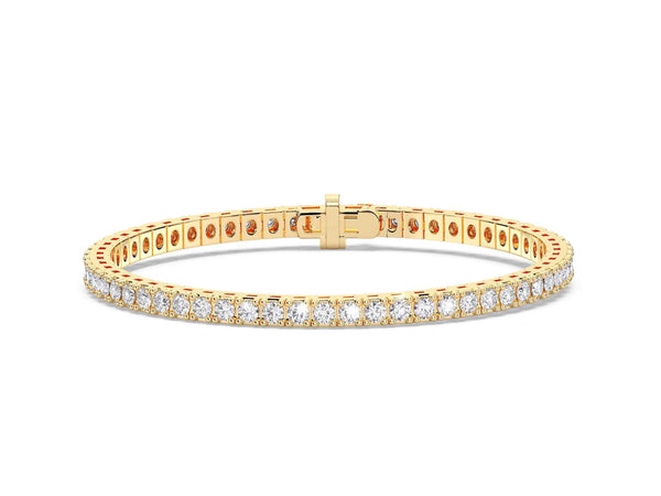 18K Solid Gold 5ct Natural Diamond Tennis Bracelet - Side View | Riyanika Jewels