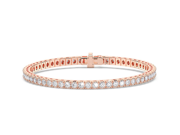 18K Solid Gold 5ct Lab Grown Diamond Tennis Bracelet - Side View | Riyanika Jewels