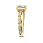 14K 2ct Natural Diamond Emerald Cut Solitaire Engagement Ring