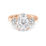 2.72 Ct Oval Cut Lab Grown Diamond Three Stone Engagement Ring in 18K Solid Gold - Detail