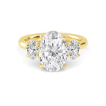 2.72 Ct Oval Cut Natural Diamond Three Stone Engagement Ring in 18K Solid Gold - Alternate Angle