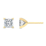 14K 0.5ct Natural Diamond Princess Cut Stud Earrings