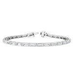 14K 5.71ct Natural Diamond Baguette Cut Tennis Bracelet