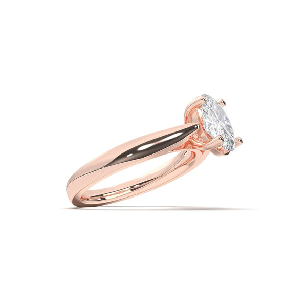 18K Solid Gold 1ct Oval Cut Natural Diamond Solitaire Engagement Ring - Side View | Riyanika Jewels