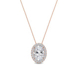 18K Solid Gold 1.00 Ct Oval Lab Grown Diamond Halo Pendant Necklace - Side View | Riyanika Jewels