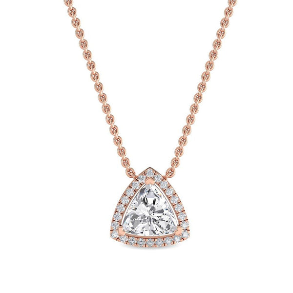18K Solid Gold 0.81Ct Trillion Natural Diamond Necklace - Side View | Riyanika Jewels