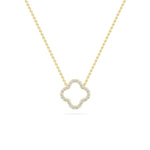 18K Solid Gold 0.27 Ct Dainty Natural Diamond Quatrefoil Pendant Necklace - Alternate Angle