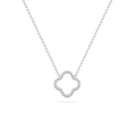 18K Solid Gold 0.27 Ct Dainty Lab Grown Diamond Quatrefoil Pendant Necklace - Detail