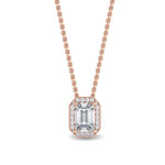 14K 0.78ct Natural Diamond Emerald Cut Necklace