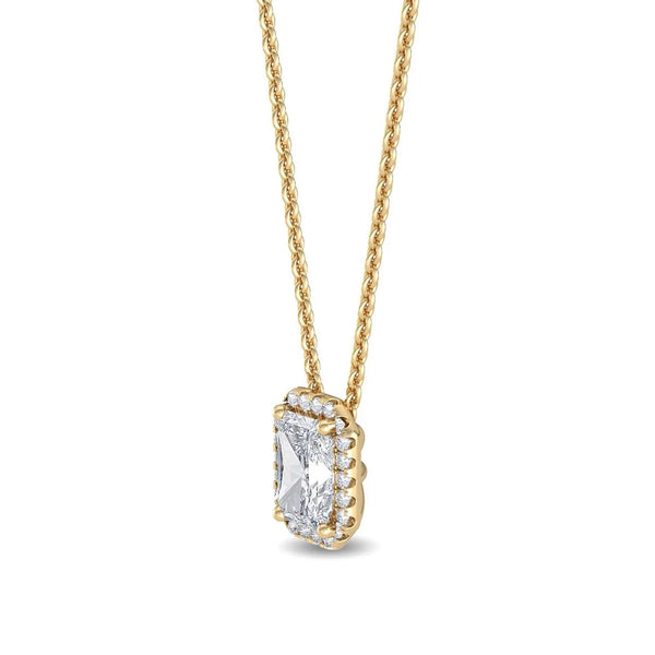 18K Solid Gold 0.78 Ct Emerald Cut Natural Diamond Necklace - Side View | Riyanika Jewels