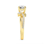 18K Solid Gold 1.34 Ct Round Cut Lab Grown Diamond Engagement Ring with Marquise Pavé Accent - Detail | Riyanika Jewels