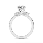 18K Solid Gold 1.34 Ct Round Cut Lab Grown Diamond Engagement Ring with Marquise Pavé - Alternate Angle | Riyanika Jewels