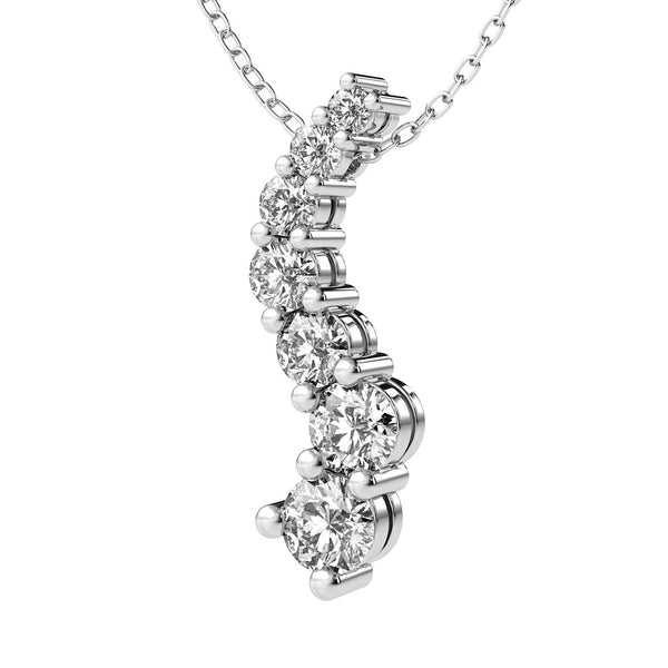 14K Solid Gold Natural Diamond Journey Pendant Necklace
