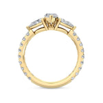 18K Solid Gold 1.67Ct Marquise Cut Natural Diamond Engagement Ring with Pear Side Stones - Close Up | Riyanika Jewels
