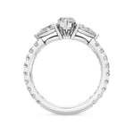 18K Solid Gold 1.67Ct Marquise Cut Natural Diamond Engagement Ring with Pear Side Stones - View 7 | Riyanika Jewels