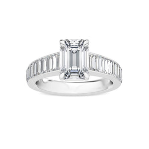 18K Solid Gold 3.00Ct Emerald Cut Natural Diamond Engagement Ring