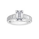 14K 3ct Lab Grown Diamond Emerald Cut Side Stone Engagement Ring