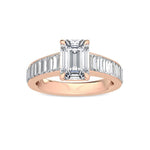18K Solid Gold 3.00Ct Emerald Cut Lab Grown Diamond Engagement Ring - Detail | Riyanika Jewels