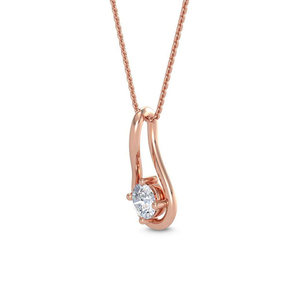 18K Solid Gold 0.50 Ct Natural Diamond Teardrop Pendant Necklace - Side View | Riyanika Jewels