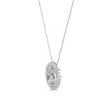 14K 1ct Natural Diamond Oval Cut Halo Pendant Necklace