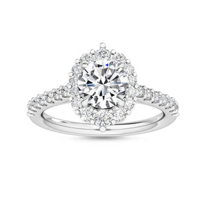 18K Solid Gold 1.62ct Round Cut Natural Diamond Halo Engagement Ring