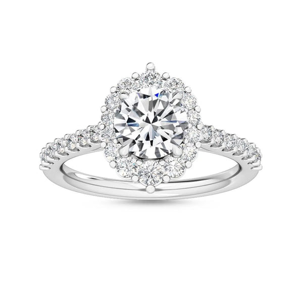 14K 1.5ct Natural Diamond Round Cut Halo Engagement Ring