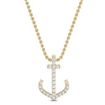 18K Solid Gold 0.11 Ct Lab Grown Diamond Anchor Pendant Necklace - Detail | Riyanika Jewels