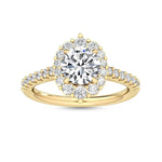 18K Solid Gold 1.62ct Round Cut Natural Diamond Halo Engagement Ring - Close Up | Riyanika Jewels