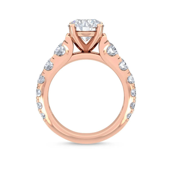 18K Solid Gold 3.41CT Round Cut Lab Grown Diamond Engagement Ring - Side View | Riyanika Jewels