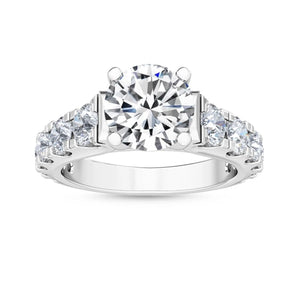 14K 3.5ct Lab Grown Diamond Round Cut Pave Engagement Ring