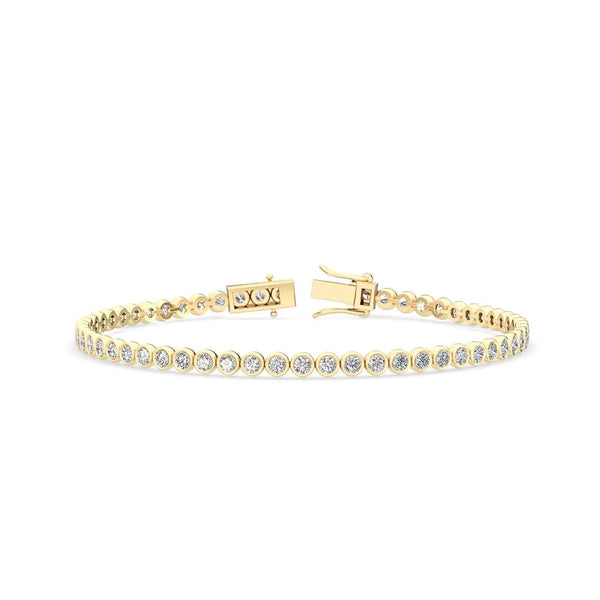 3.11 Ct Natural Diamond Bezel-Set Tennis Bracelet in 18K Solid Gold
