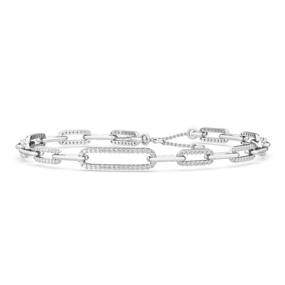 18K Solid Gold 0.98Ct Natural Diamond Paperclip Bracelet