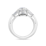 18K Solid Gold 3.60ct Pear Cut with Baguette Side Stones Natural Diamond Engagement Ring - Alternate Angle | Riyanika Jewels
