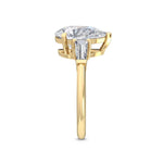 14K 3.5ct Lab Grown Diamond Pear Cut Three Stone Engagement Ring