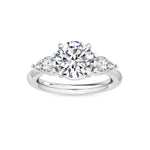 2.57 ct Pear & Round Cut Natural Diamond Engagement Ring in 18K Solid Gold