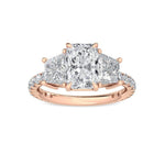 18K Solid Gold 2.75ct Radiant Cut Lab Grown Diamond Engagement Ring - Side View | Riyanika Jewels