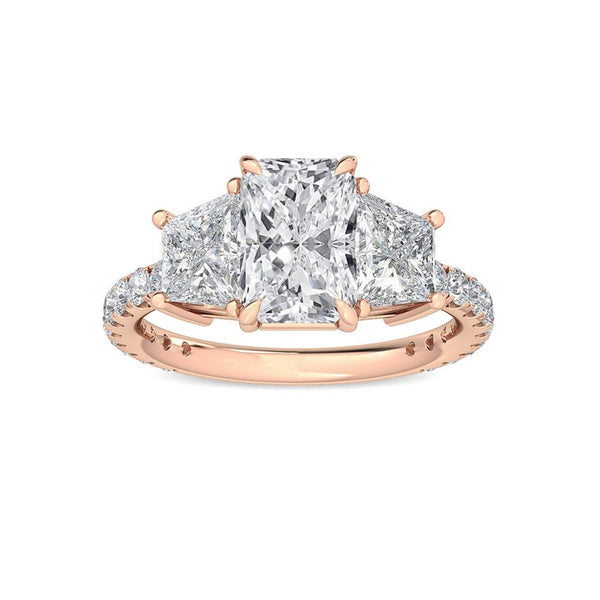 18K Solid Gold 2.75ct Radiant Cut Natural Diamond Engagement Ring - Side View | Riyanika Jewels