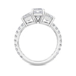 14K 2.5ct Lab Grown Diamond Radiant Cut Three Stone Engagement Ring