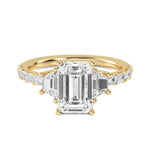 14K 4ct Lab Grown Diamond Emerald Cut Side Stone Engagement Ring