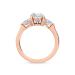 18K Solid Gold 2.57Ct Oval & Trillion Lab Grown Diamond Engagement Ring - Close Up | Riyanika Jewels