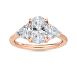 14K 2.5ct Lab Grown Diamond Oval Cut Three Stone Engagement Ring
