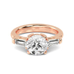 14K 2.5ct Lab Grown Diamond Round Cut Side Stone Engagement Ring