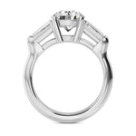18K Solid Gold 2.53ct Round Cut with Baguette Side Stones Natural Diamond Engagement Ring - Alternate Angle | Riyanika Jewels