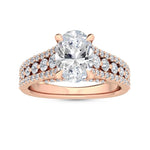 18K Solid Gold 2.42 Ct Oval Split Shank Pavé Natural Diamond Engagement Ring - Alternate Angle | Riyanika Jewels