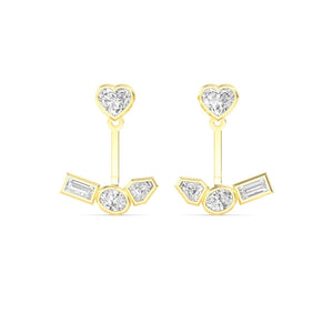 18K Solid Gold 1.33 Ct Natural Diamond Heart Stud Earrings