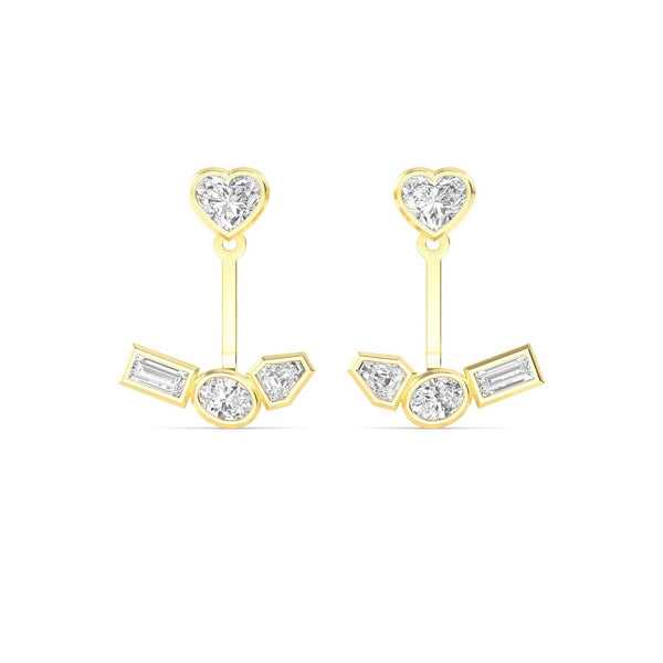 18K Solid Gold 1.33 Ct Natural Diamond Heart Stud Earrings