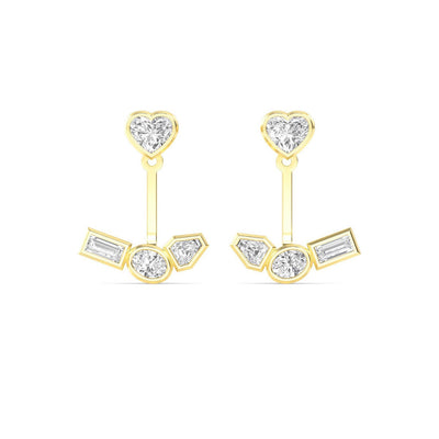 18K Solid Gold 1.33 Ct Natural Diamond Heart Stud Earrings