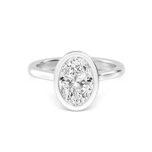 14K 2ct Natural Diamond Oval Cut Bezel Engagement Ring