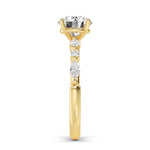 18K Solid Gold 1.95Ct Round Cut Natural Diamond Engagement Ring with Marquise Side Stones - Detail | Riyanika Jewels